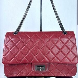CHANEL Chanel Red Reissue 2.55 Flap Bag Quilted Aged Calfskin 227